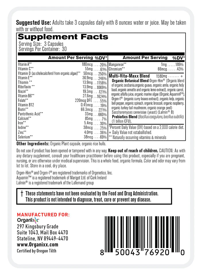Organixx Clean Sourced Multiviamin